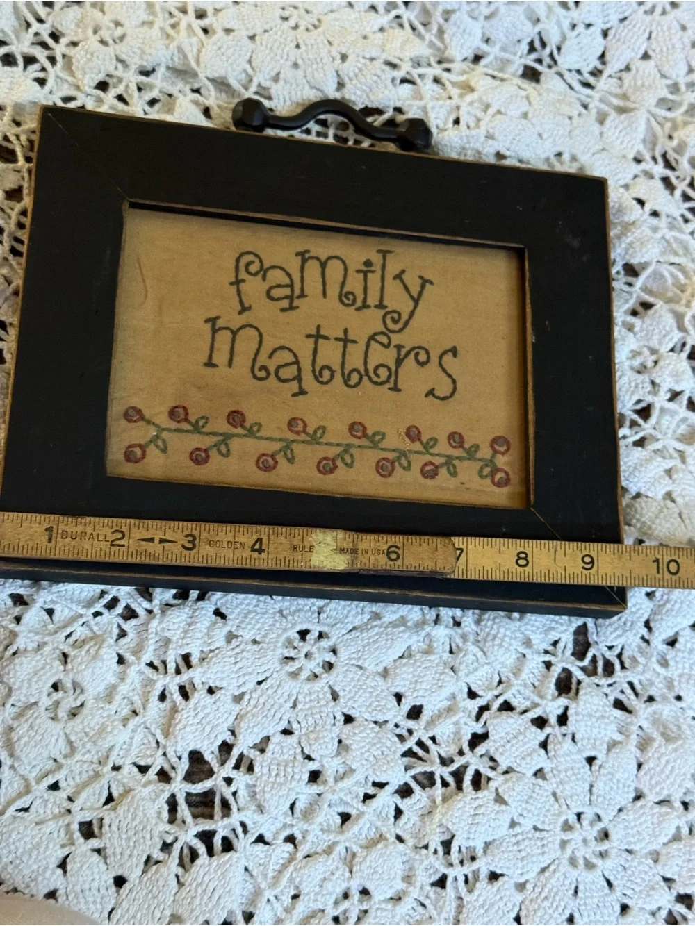 Primitive Family Matters Framed Folk Art Sampler Rustic Country Decor